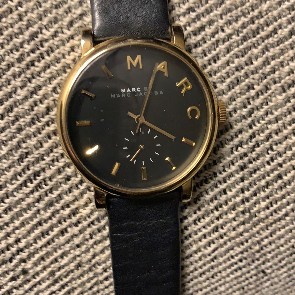 Marc Jacobs watch with black leather band